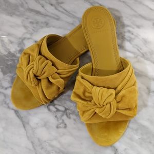 Tory Burch $258 Women's Sz 7.5 M Annabelle Bow Slide Sandal In Yellow